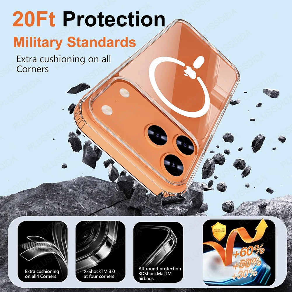 Magnetic Case for Iphone 17 Pro 17 Air 17Pro Max Case Transparent Phone Cover for Iphone17 for Magsafe Charging Shell Accessory