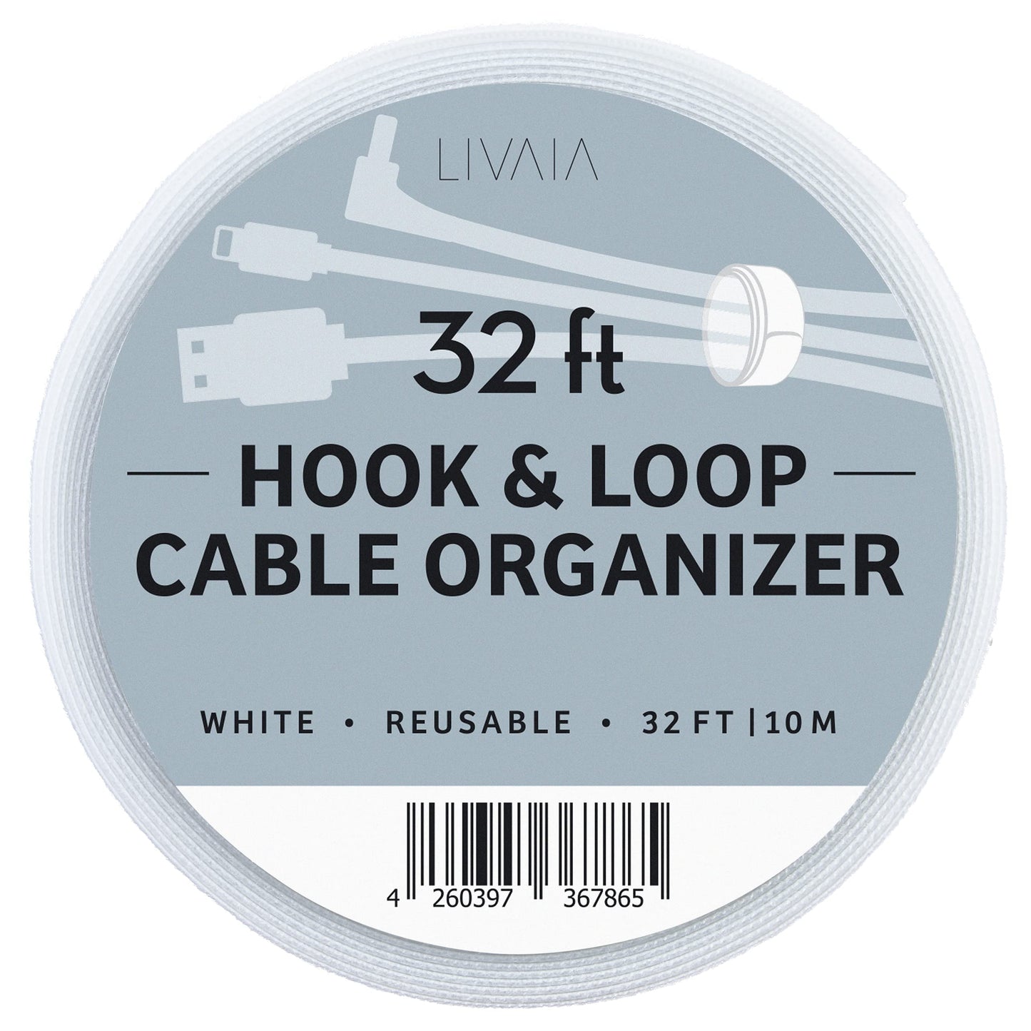 Hook and Loop Tape White: 32Ft Self Adhesive Tape – for Office Organization, Home Organization, Home Office Supplies – Hook and Loop Tape Roll