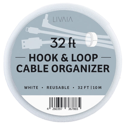 Hook and Loop Tape White: 32Ft Self Adhesive Tape – for Office Organization, Home Organization, Home Office Supplies – Hook and Loop Tape Roll
