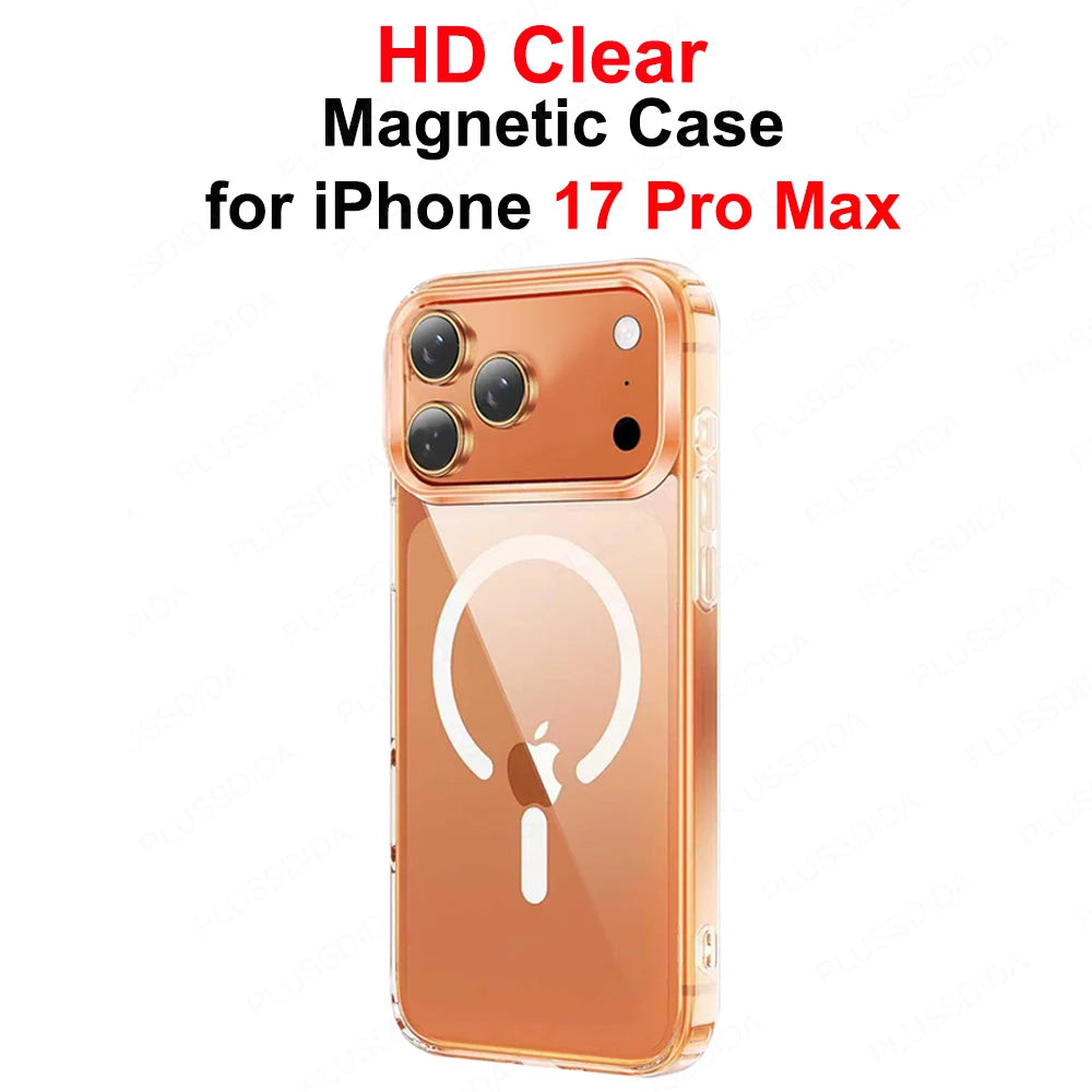 Magnetic Case for Iphone 17 Pro 17 Air 17Pro Max Case Transparent Phone Cover for Iphone17 for Magsafe Charging Shell Accessory