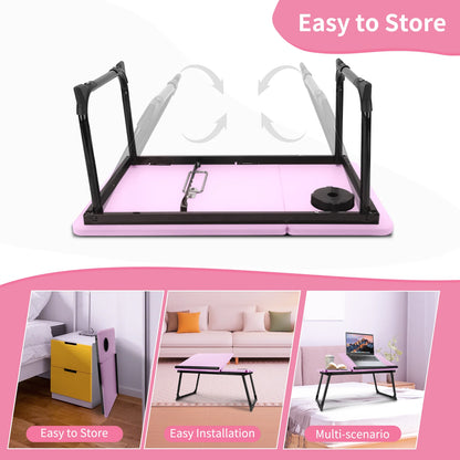 Laptop Bed Tray Table,  Foldable Lap Desk for Bed and Sofa, Laptop Desk Notebook Stand for Eating Breakfast, Reading,Pink