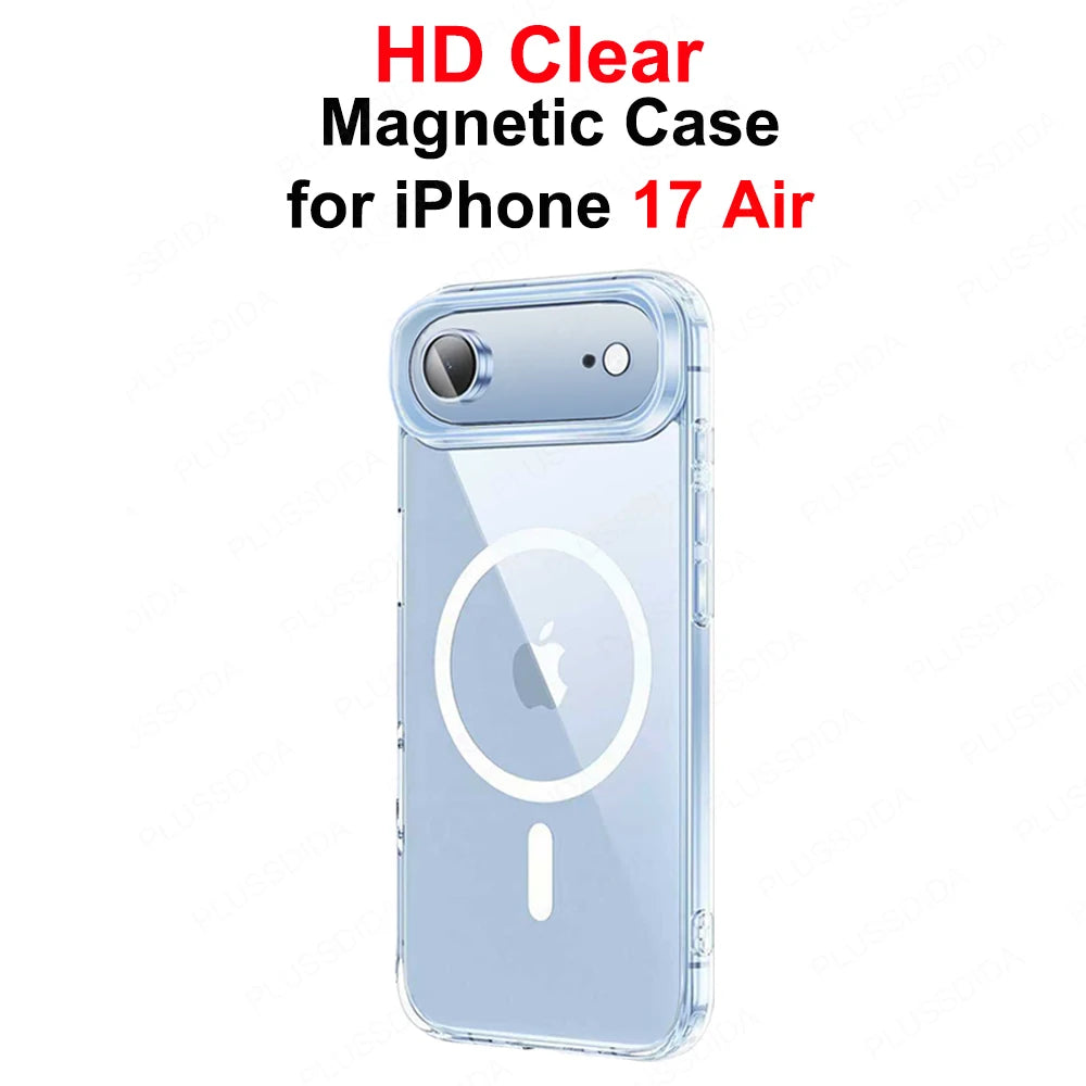 Magnetic Case for Iphone 17 Pro 17 Air 17Pro Max Case Transparent Phone Cover for Iphone17 for Magsafe Charging Shell Accessory