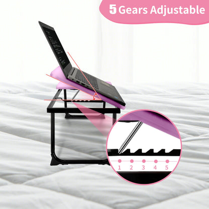 Laptop Bed Tray Table,  Foldable Lap Desk for Bed and Sofa, Laptop Desk Notebook Stand for Eating Breakfast, Reading,Pink