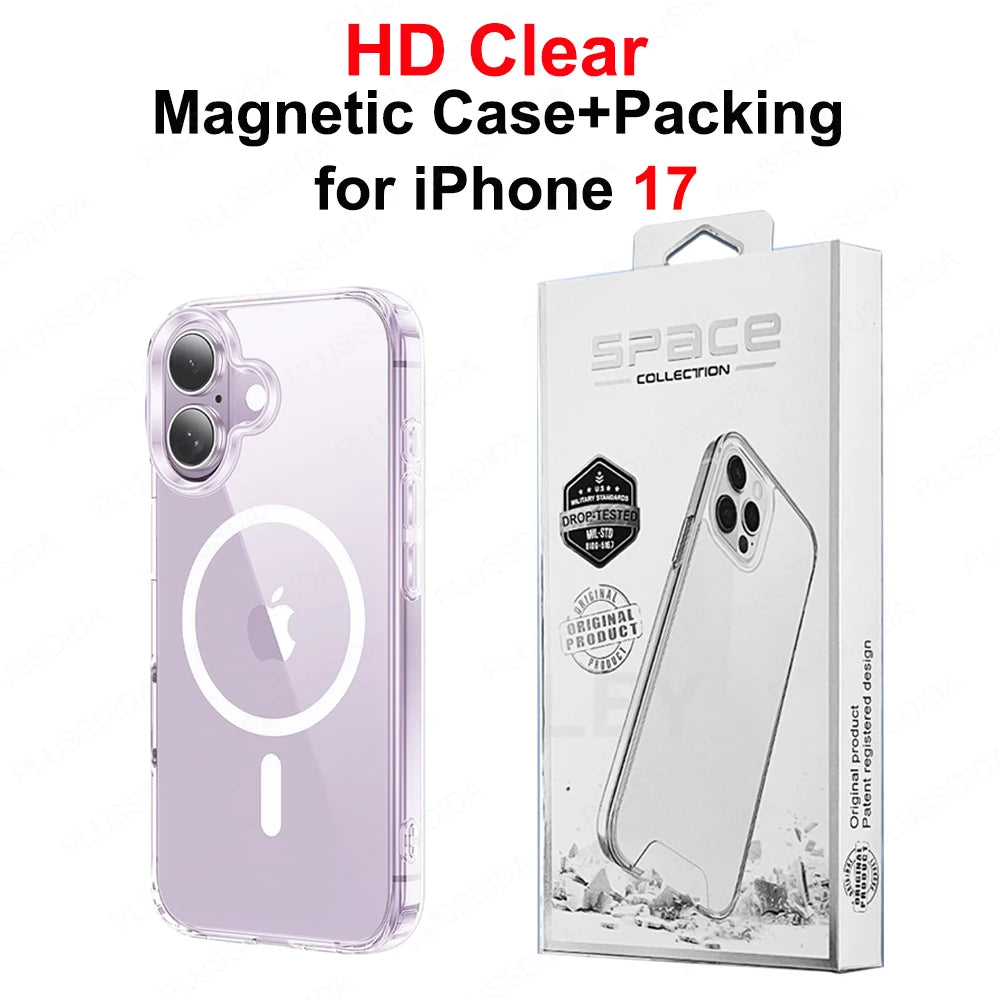 Magnetic Case for Iphone 17 Pro 17 Air 17Pro Max Case Transparent Phone Cover for Iphone17 for Magsafe Charging Shell Accessory