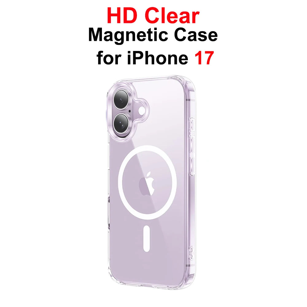 Magnetic Case for Iphone 17 Pro 17 Air 17Pro Max Case Transparent Phone Cover for Iphone17 for Magsafe Charging Shell Accessory