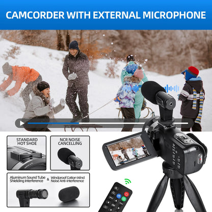 Video Camera Camcorder 2.7K Youtube Vlogging Camera 3.0" IPS 42MP Digital Camera Recorder 18X Digital Zoom with 32GB SD Card
