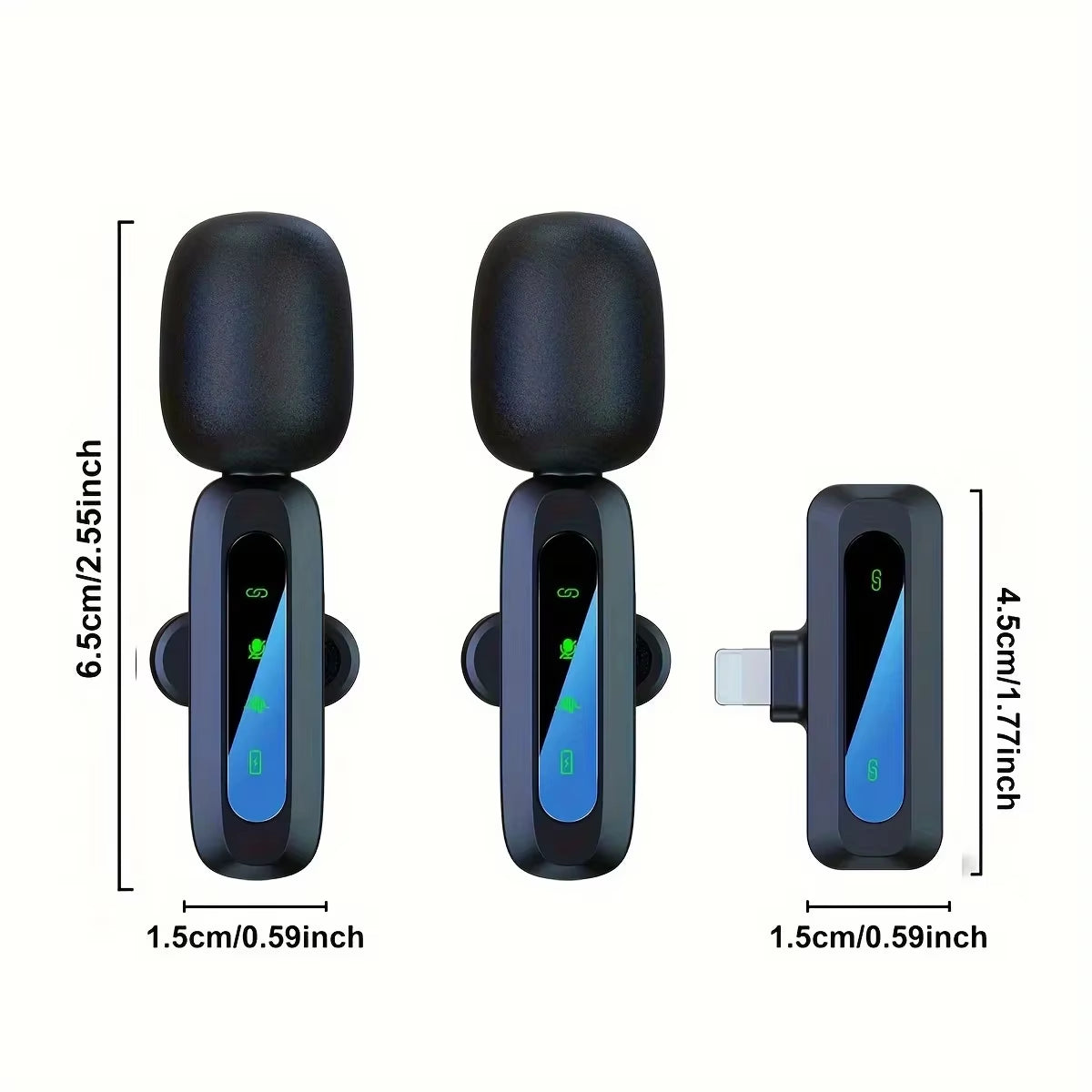 3 in 1 Lavalier Microphone Wireless Mini Mic for Phone/Tablet/Pc Video Recording Clip-On 2 Mics for Vlog Podcast Content Creator