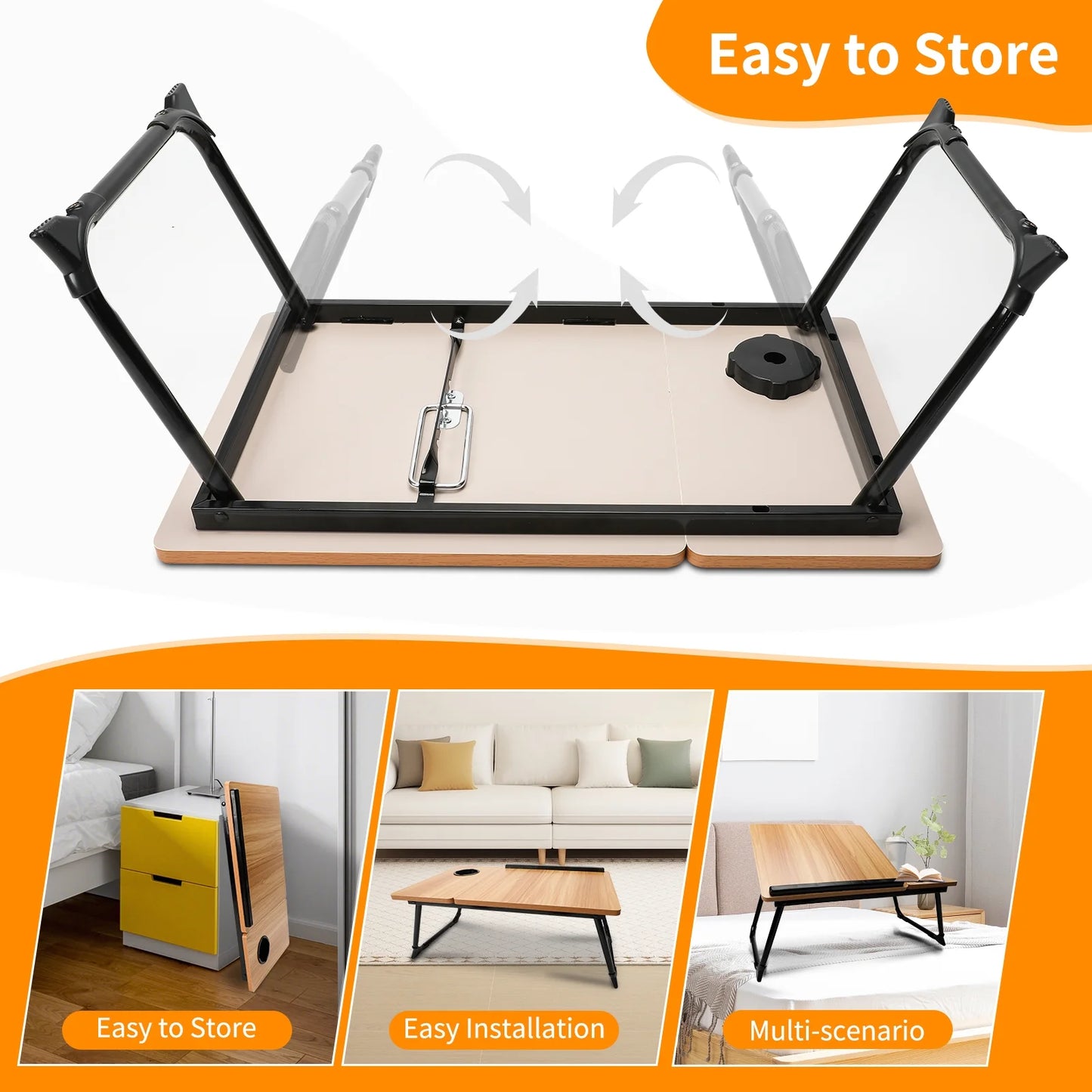 Laptop Bed Tray Table,  Adjustable Foldable Lap Desk for Bed and Sofa, Laptop Desk Notebook Stand for Eating Breakfast, Reading Book