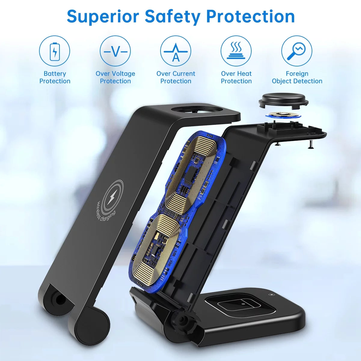 Wireless Charger for Iphone-23W 3 in 1 Fast Charging Station Compatible for Iphone 17/16E/15/14/13/12/11 Pro Max, Airpods 4/3/2/Pro, Iwatch Series 2-11, Samsung Charger Stand