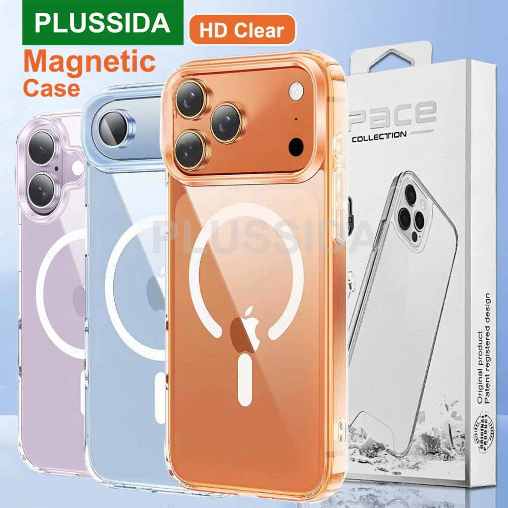 Magnetic Case for Iphone 17 Pro 17 Air 17Pro Max Case Transparent Phone Cover for Iphone17 for Magsafe Charging Shell Accessory