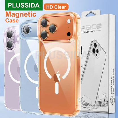 Magnetic Case for Iphone 17 Pro 17 Air 17Pro Max Case Transparent Phone Cover for Iphone17 for Magsafe Charging Shell Accessory