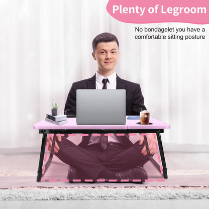 Laptop Bed Tray Table,  Foldable Lap Desk for Bed and Sofa, Laptop Desk Notebook Stand for Eating Breakfast, Reading,Pink