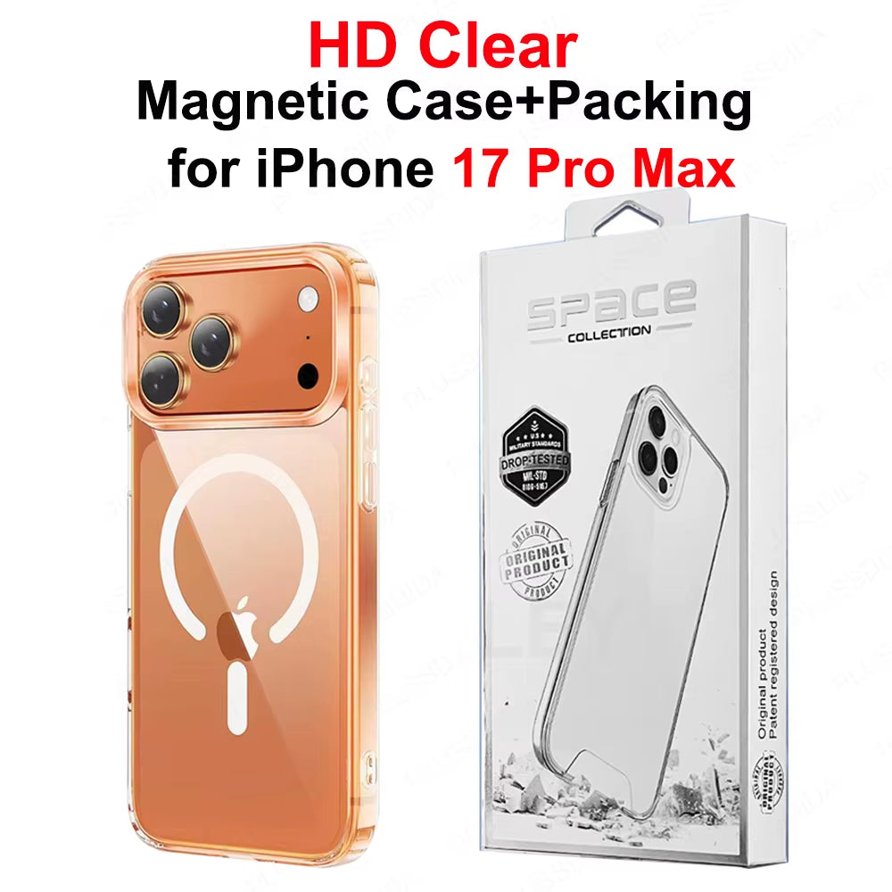 Magnetic Case for Iphone 17 Pro 17 Air 17Pro Max Case Transparent Phone Cover for Iphone17 for Magsafe Charging Shell Accessory
