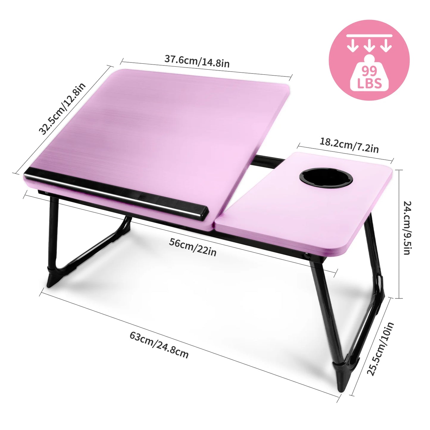 Laptop Bed Tray Table,  Foldable Lap Desk for Bed and Sofa, Laptop Desk Notebook Stand for Eating Breakfast, Reading,Pink