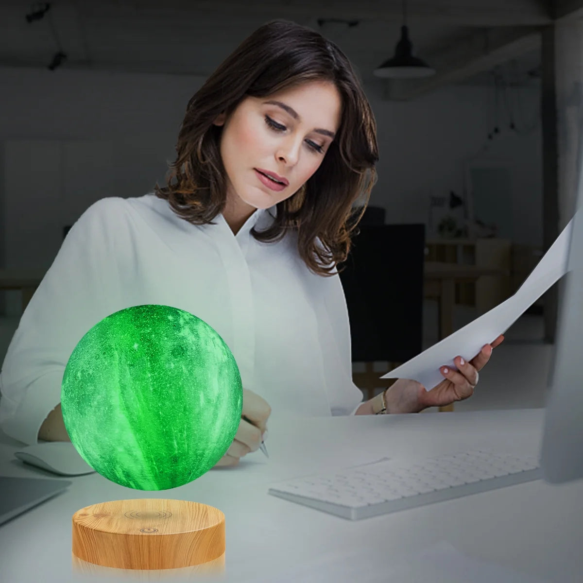 Levitating Moon Table Lamp, 16 Colors, Remote Control, Unique Gifts,Home and Office Decor