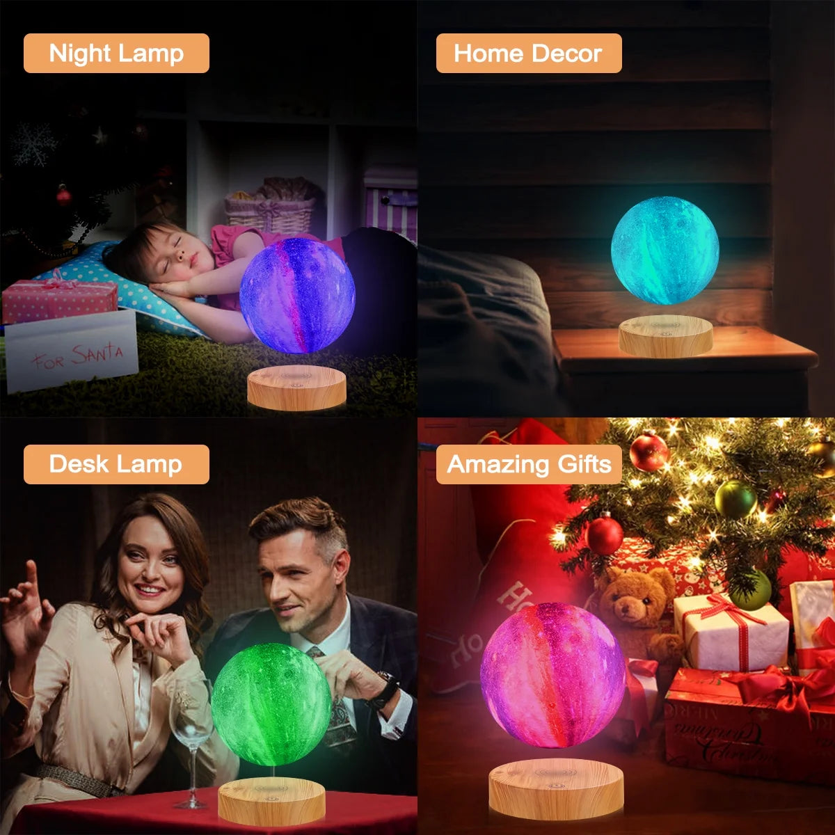 Levitating Moon Table Lamp, 16 Colors, Remote Control, Unique Gifts,Home and Office Decor