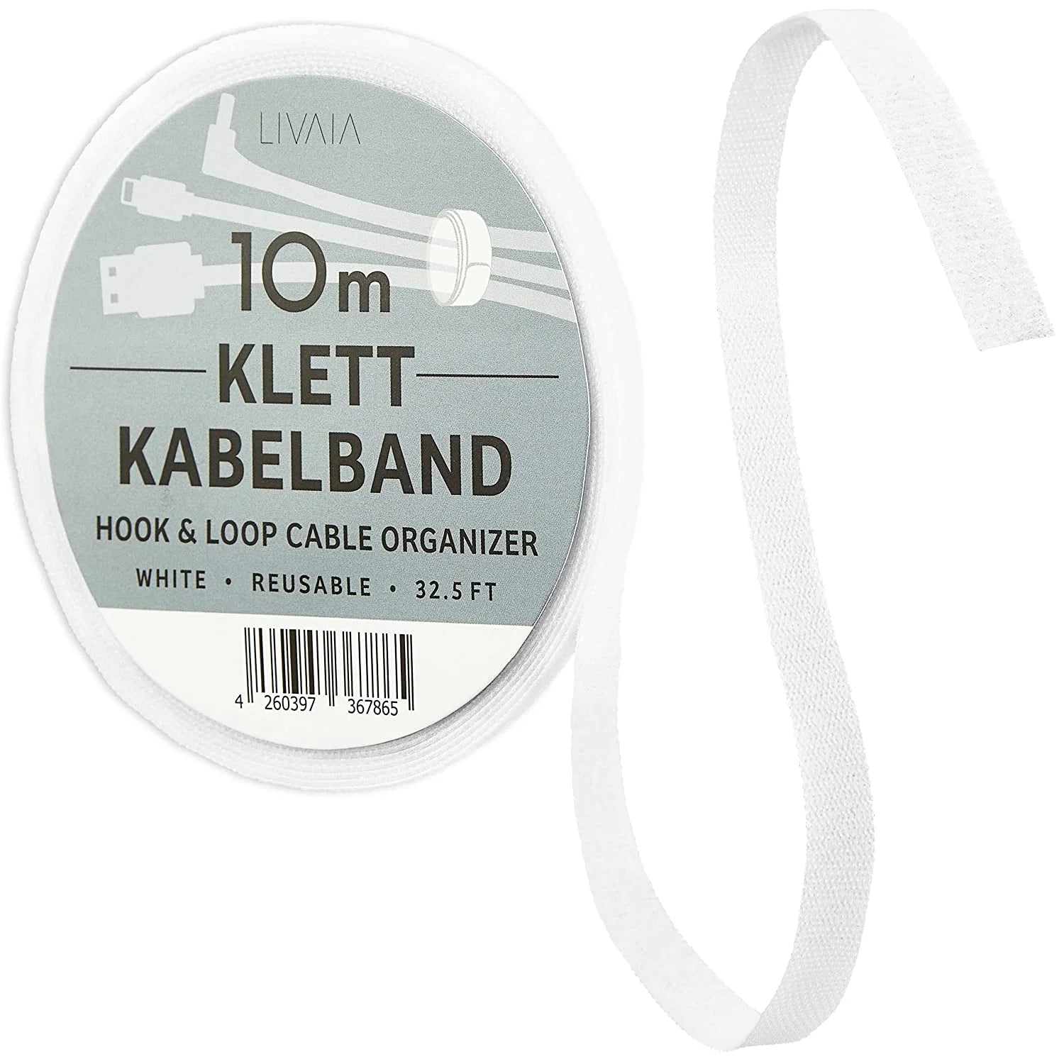 Hook and Loop Tape White: 32Ft Self Adhesive Tape – for Office Organization, Home Organization, Home Office Supplies – Hook and Loop Tape Roll