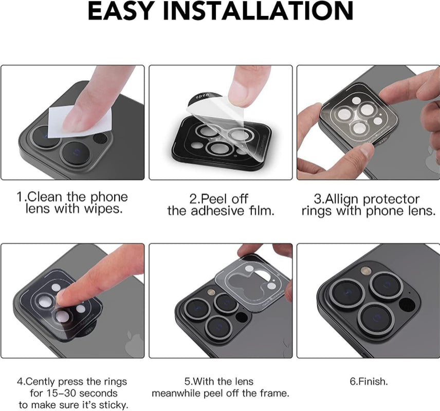 For Iphone 16 15 Pro Max plus Metal Ring Tempered Glass Camera Lens Protector
