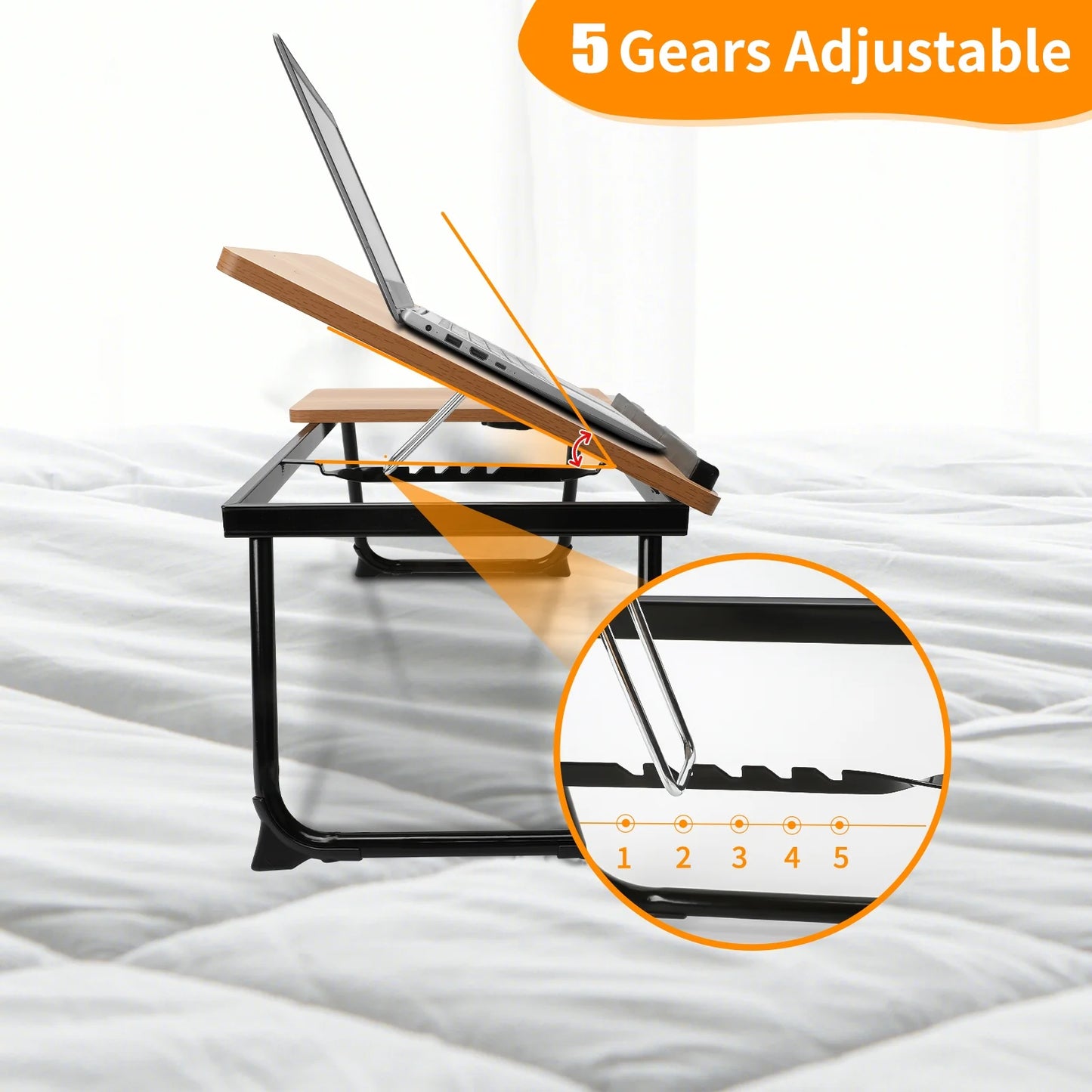 Laptop Bed Tray Table,  Adjustable Foldable Lap Desk for Bed and Sofa, Laptop Desk Notebook Stand for Eating Breakfast, Reading Book