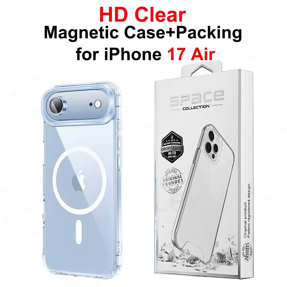 Magnetic Case for Iphone 17 Pro 17 Air 17Pro Max Case Transparent Phone Cover for Iphone17 for Magsafe Charging Shell Accessory