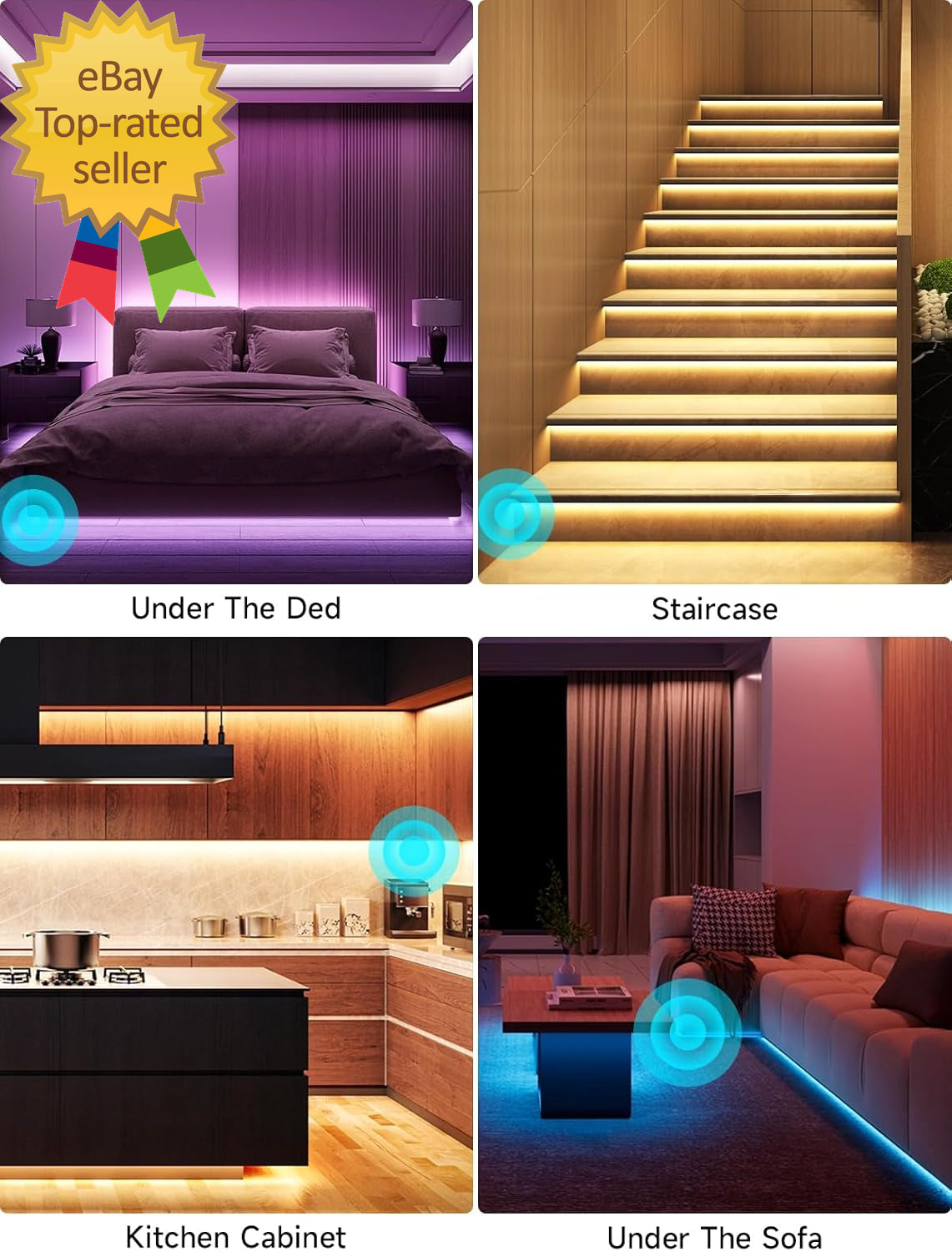 Motion Activated LED Light Strip 16.4FT Motion Sensor LED Light Indoor