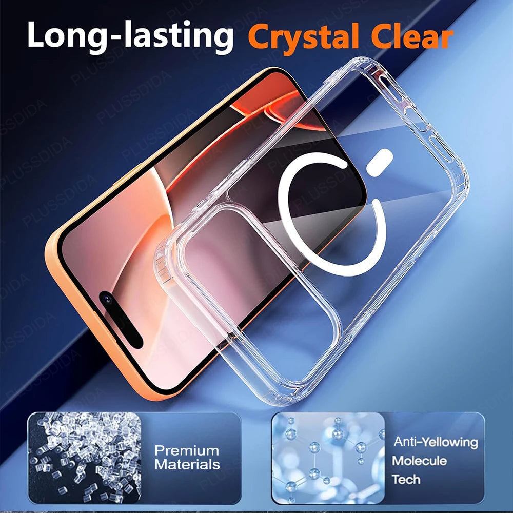 Magnetic Case for Iphone 17 Pro 17 Air 17Pro Max Case Transparent Phone Cover for Iphone17 for Magsafe Charging Shell Accessory