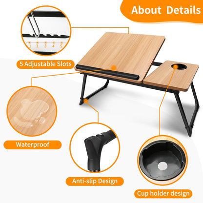 Laptop Bed Tray Table,  Adjustable Foldable Lap Desk for Bed and Sofa, Laptop Desk Notebook Stand for Eating Breakfast, Reading Book