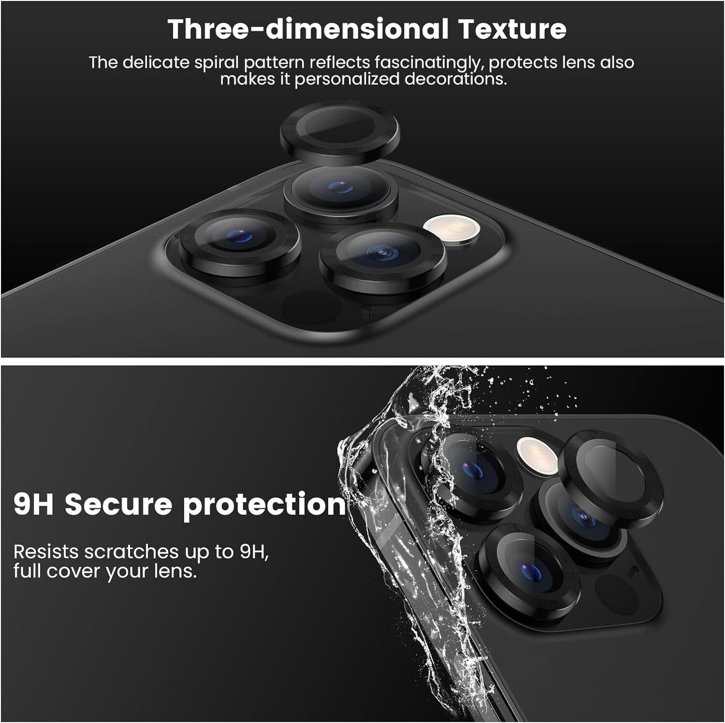 For Iphone 16 15 Pro Max plus Metal Ring Tempered Glass Camera Lens Protector