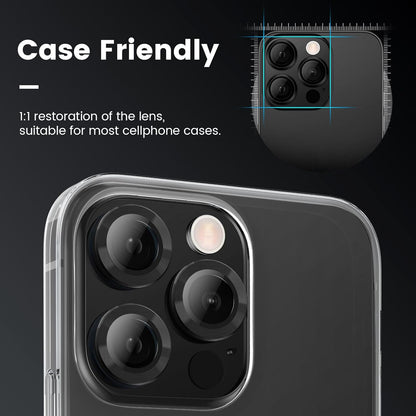 For Iphone 16 15 Pro Max plus Metal Ring Tempered Glass Camera Lens Protector