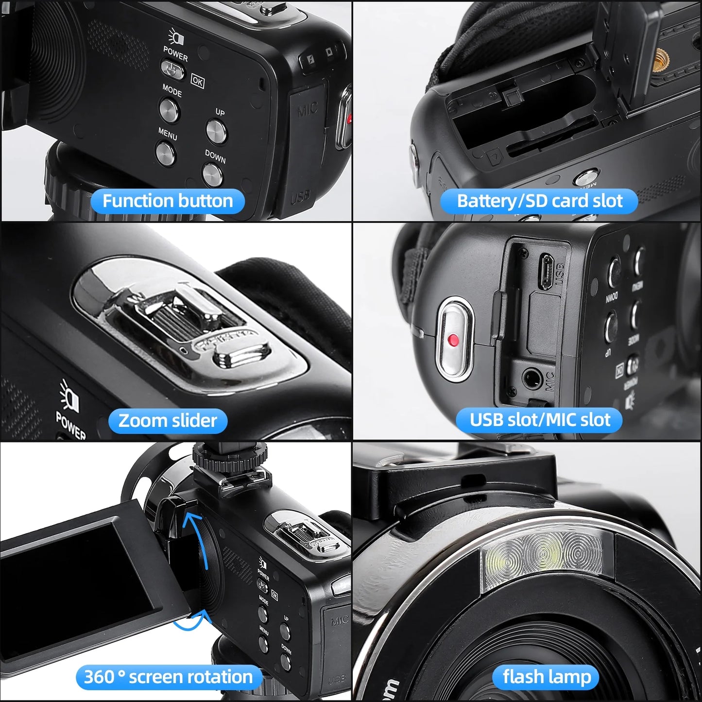 Video Camera Camcorder 2.7K Youtube Vlogging Camera 3.0" IPS 42MP Digital Camera Recorder 18X Digital Zoom with 32GB SD Card