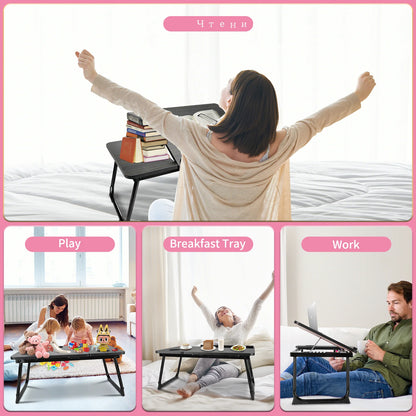 Laptop Bed Tray Table,  Foldable Lap Desk for Bed and Sofa, Laptop Desk Notebook Stand for Eating Breakfast, Reading,Pink
