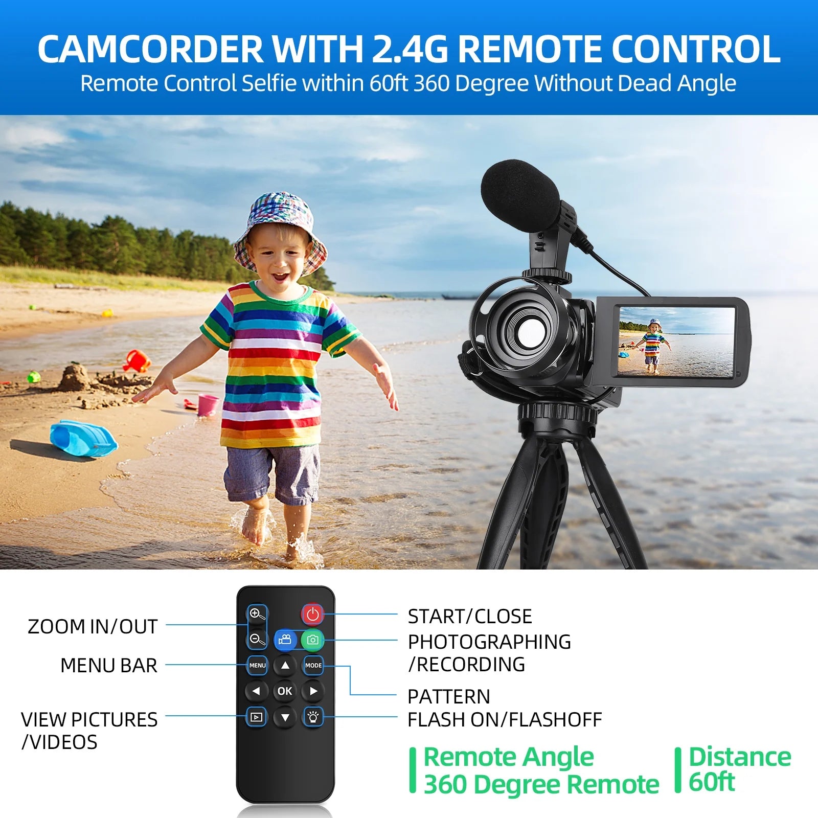 Video Camera Camcorder 2.7K Youtube Vlogging Camera 3.0" IPS 42MP Digital Camera Recorder 18X Digital Zoom with 32GB SD Card