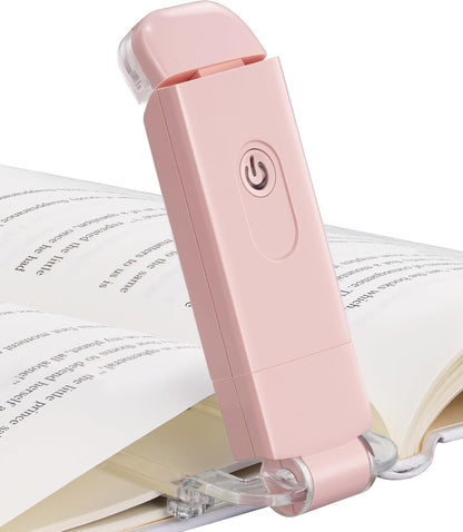 USB Rechargeable Book Light for Reading in Bed, Clip-On LED Reading Lamps Portable Bookmark Lights for Kids, Book Lovers, 4 Brightness Adjustable for Eye Protection (Light Pink)