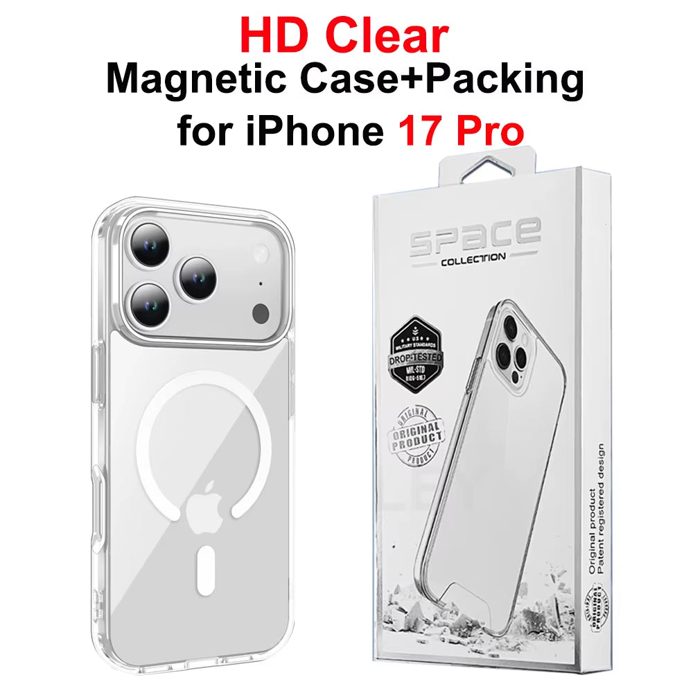 Magnetic Case for Iphone 17 Pro 17 Air 17Pro Max Case Transparent Phone Cover for Iphone17 for Magsafe Charging Shell Accessory
