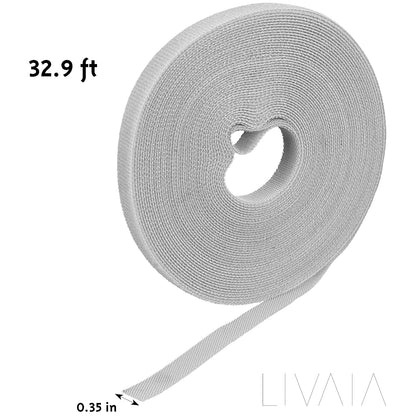Hook and Loop Tape White: 32Ft Self Adhesive Tape – for Office Organization, Home Organization, Home Office Supplies – Hook and Loop Tape Roll