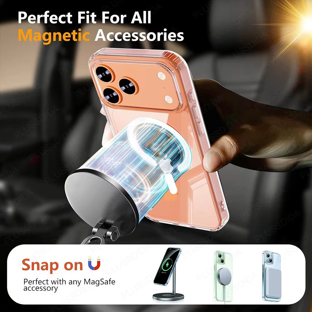 Magnetic Case for Iphone 17 Pro 17 Air 17Pro Max Case Transparent Phone Cover for Iphone17 for Magsafe Charging Shell Accessory