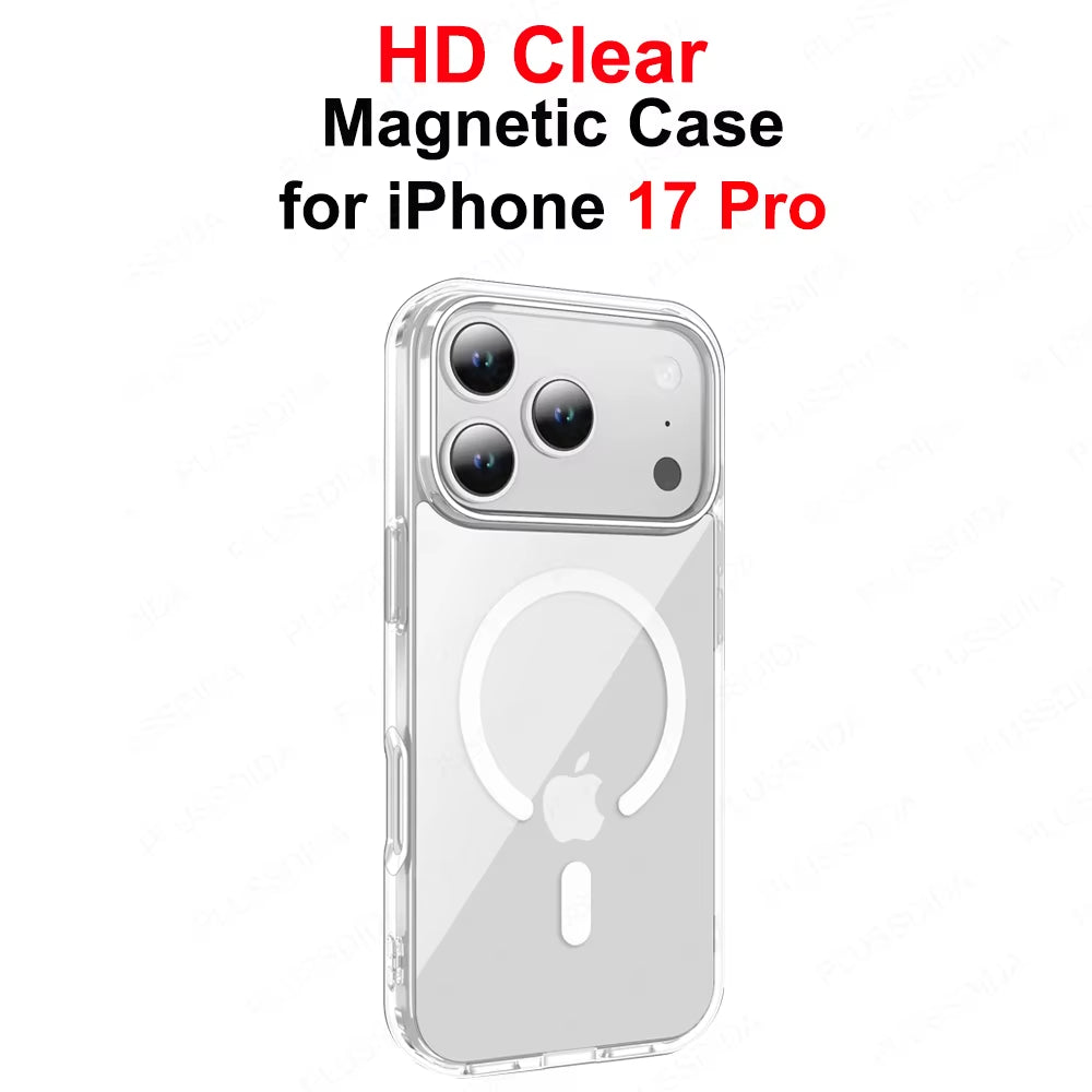 Magnetic Case for Iphone 17 Pro 17 Air 17Pro Max Case Transparent Phone Cover for Iphone17 for Magsafe Charging Shell Accessory