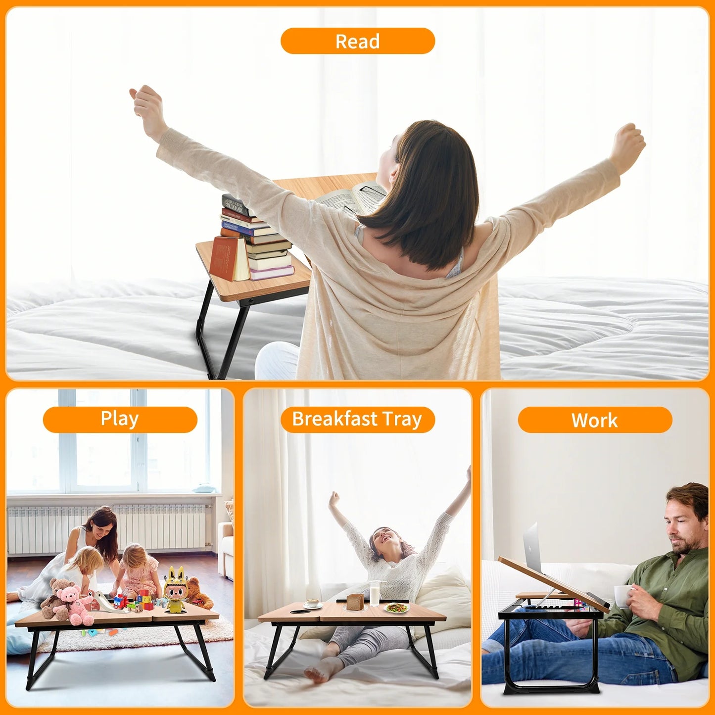 Laptop Bed Tray Table,  Adjustable Foldable Lap Desk for Bed and Sofa, Laptop Desk Notebook Stand for Eating Breakfast, Reading Book